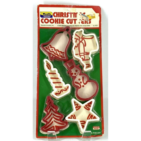 VTG 1977 WECOLITE Christmas Cookie Cutters 6 Pieces Made In America No 9521 - Picture 1 of 2